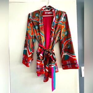 Zara Multicolored Silk Robe Blazer